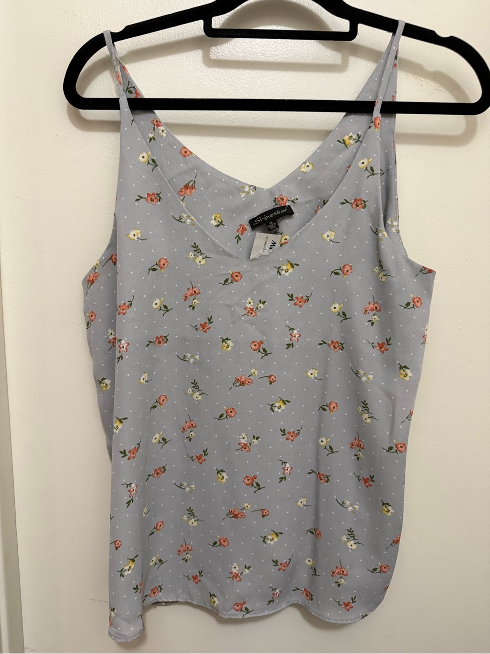 Shinestar Light Blue Floral Spaghetti-Strap Cami